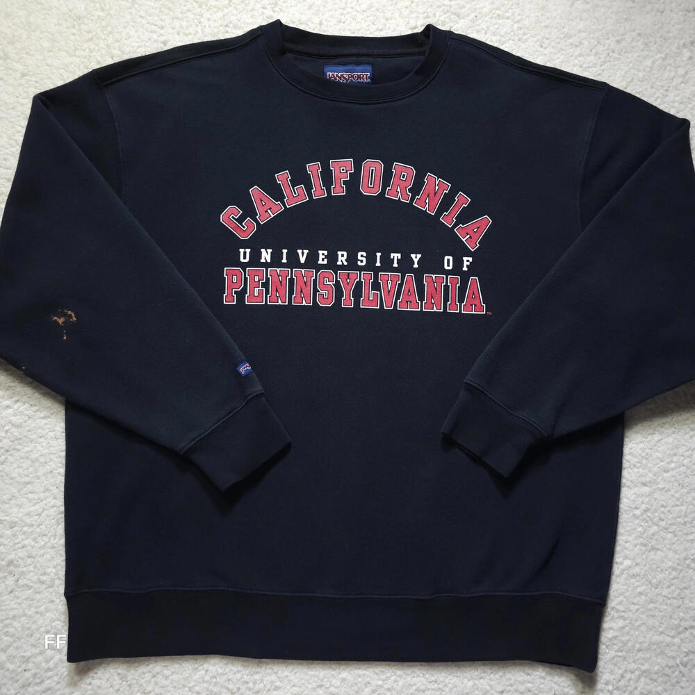 JanSport Men's Crewneck Sweatshirt XL Black California University Pennsylvania